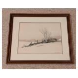 Framed Herb Hultgren Watercolor Landscape Painting