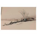 Framed Herb Hultgren Watercolor Landscape Painting