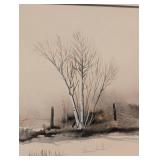 Framed Herb Hultgren Watercolor Landscape Painting