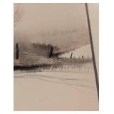 Framed Herb Hultgren Watercolor Landscape Painting