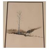 Framed Herb Hultgren Watercolor Landscape Painting