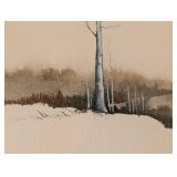 Framed Herb Hultgren Watercolor Landscape Painting
