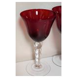 Red Glass Goblet Set