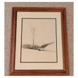 Framed Herb Hultgren Watercolor Landscape Painting