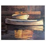 Large Framed Poch Romeu Canvas Canoe Painting (Reproduction)