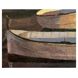 Large Framed Poch Romeu Canvas Canoe Painting (Reproduction)