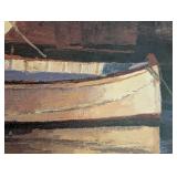 Large Framed Poch Romeu Canvas Canoe Painting (Reproduction)