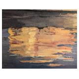 Large Framed Poch Romeu Canvas Canoe Painting (Reproduction)