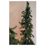 Trio of Faux Light Up Pine Trees