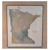 Large Framed Raven Map of Minnesota