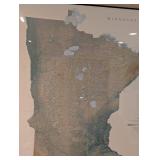 Large Framed Raven Map of Minnesota