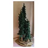 Trio of Faux Light Up Pine Trees