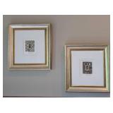 Pair of Small Framed Metallic Mixed Media by Merri Pattinian