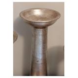 Trio of Decorative Silver Pilar Candleholders