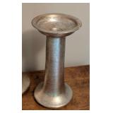 Trio of Decorative Silver Pilar Candleholders