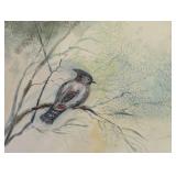 Framed Bluebird Watercolor Painting by Mary C. Campbell