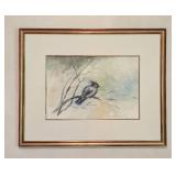 Framed Bluebird Watercolor Painting by Mary C. Campbell