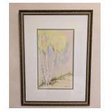 Framed Watercolor Tree Painting by Ruth Springer
