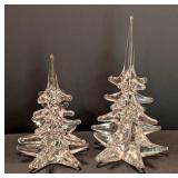 Pair of FM Ronneby Sweden Crystal Trees