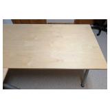 IKEA Blonde Wood L Shaped Desk and File Cabinet