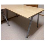 IKEA Blonde Wood L Shaped Desk and File Cabinet