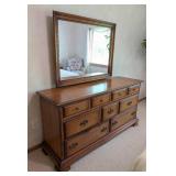 Ethan Allen Maple and Birch Mirrored Dresser