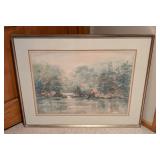 Large Framed Original Lou Roman Landscape Watercolor Painting