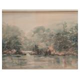 Large Framed Original Lou Roman Landscape Watercolor Painting
