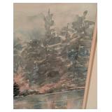Large Framed Original Lou Roman Landscape Watercolor Painting