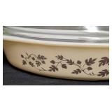 Vintage Pyrex Golden Acorn Divided Casserole Dish