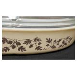 Vintage Pyrex Golden Acorn Divided Casserole Dish