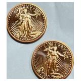 Lot of 2 1oz .999 Investment Grade Copper Rounds