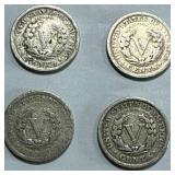 Lot of 4 Liberty "V" Nickels