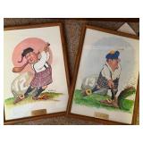 Original Paintings Set "The Gremlins of Golf" by R.H. Perrizo with Book "Legend of the Links"