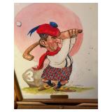 Original Paintings Set "The Gremlins of Golf" by R.H. Perrizo with Book "Legend of the Links"