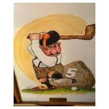 Original Paintings Set "The Gremlins of Golf" by R.H. Perrizo with Book "Legend of the Links"