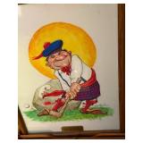 Original Paintings Set "The Gremlins of Golf" by R.H. Perrizo with Book "Legend of the Links"