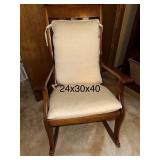 Wooden Rocking Chair with Cushions, 24x30x40 Inches