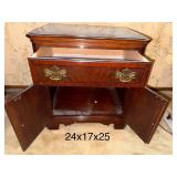 Drexel Mahogany Nightstand with Drawer and Double Doors 24x17x25