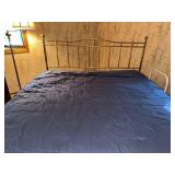 King Size Brass Headboard Bed Frame with Select Comfort Mattress with Remote Control