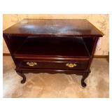 Drexel Mahogany Wooden Nightstand Side Table with Drawer and Open Shelf, 28x18x23 in
