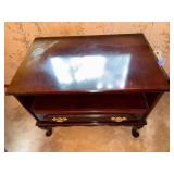 Drexel Mahogany Wooden Nightstand Side Table with Drawer and Open Shelf, 28x18x23 in