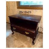 Drexel Mahogany Wooden Nightstand Side Table with Drawer and Open Shelf, 28x18x23 in