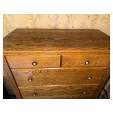 Solid Oak 7-Drawer Dresser with Brass Knobs, 34x18x51 in