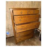 Solid Oak 7-Drawer Dresser with Brass Knobs, 34x18x51 in