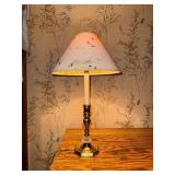 Brass Table Lamp with Decorative Shade and Glass Accent