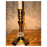 Brass Table Lamp with Decorative Shade and Glass Accent