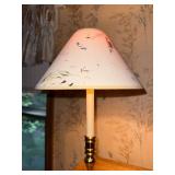 Brass Table Lamp with Decorative Shade and Glass Accent