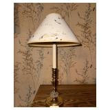 Brass Table Lamp with Decorative Shade and Glass Accent