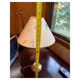 Brass Table Lamp with Decorative Shade and Glass Accent